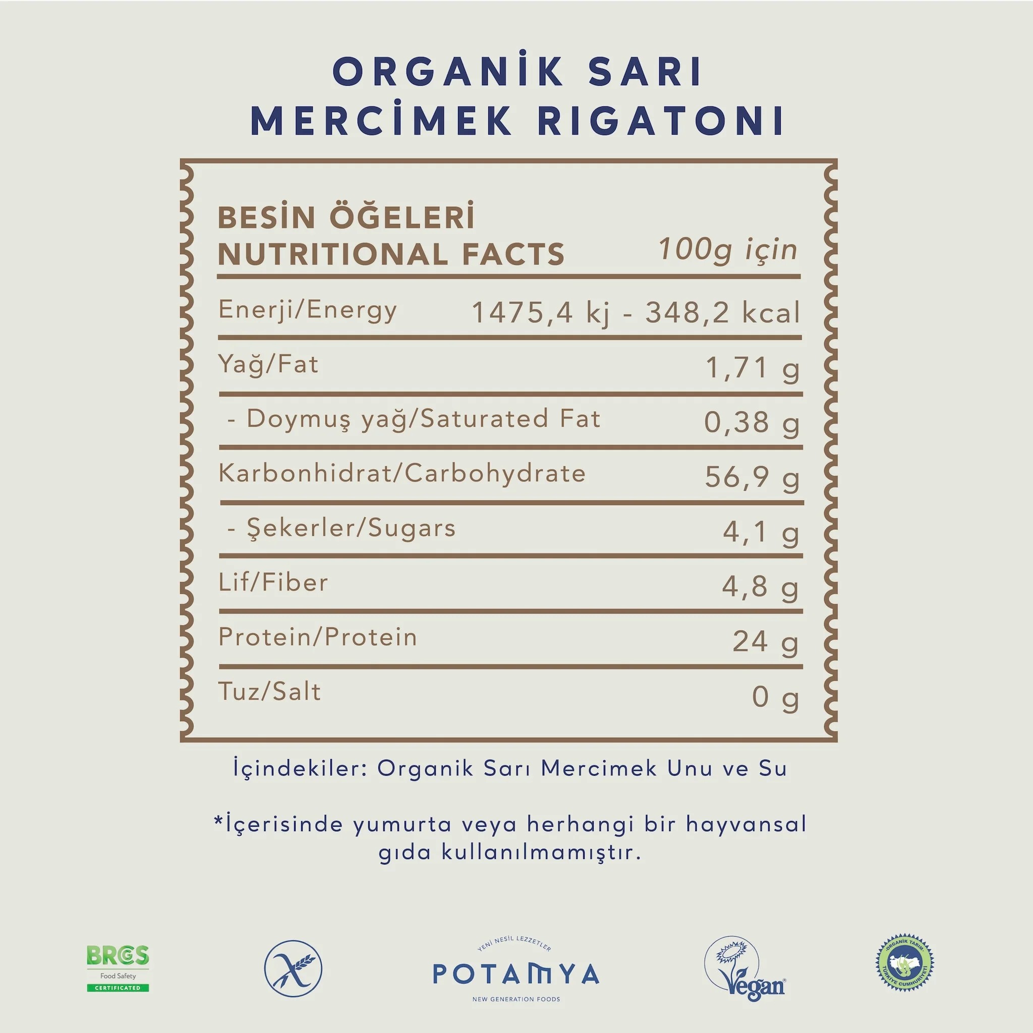 Organik Sarı Mercimek Fusilli 240 gr