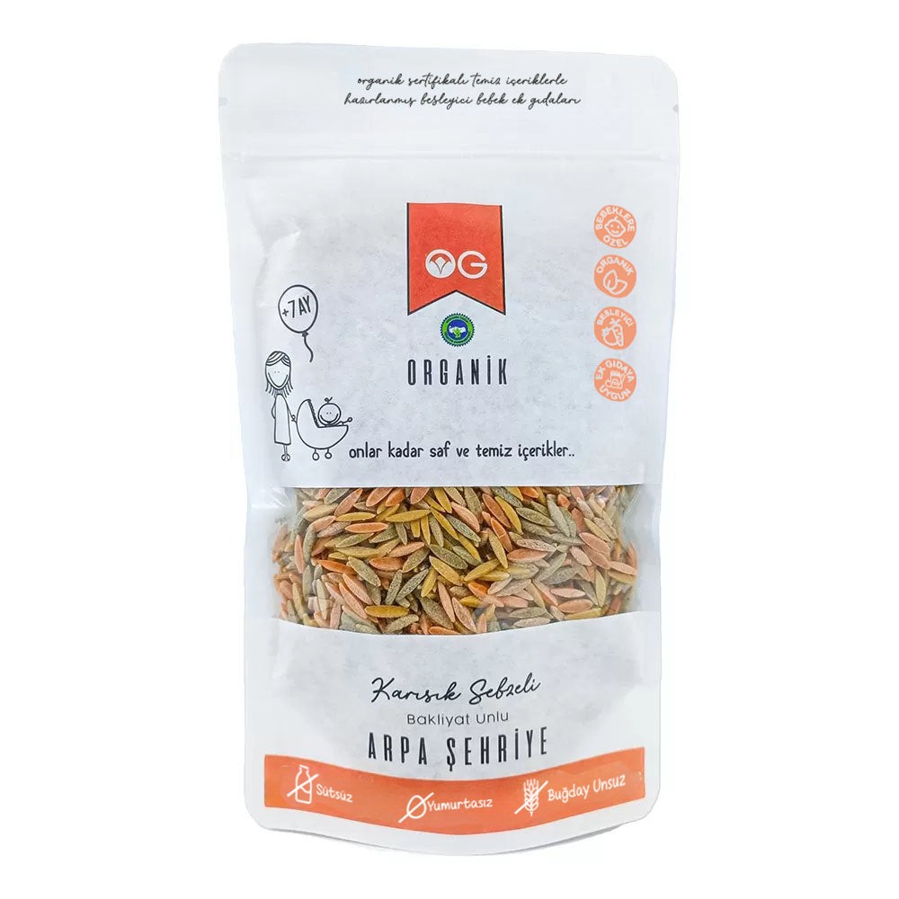 Organik Karışık Sebzeli Bakliyat Unlu Arpa Şehriye 250 gr (+8 Ay)