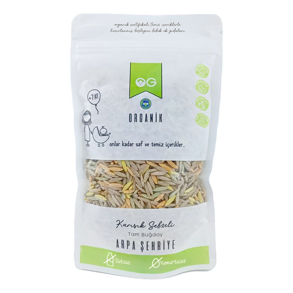 Organik Karışık Sebzeli Tam Buğday Arpa Şehriye 250 gr (+8 Ay)