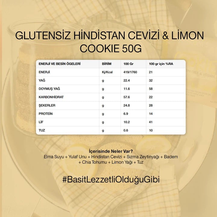 Glutensiz Limon & Hindistan Cevizi Cookie 50 gr