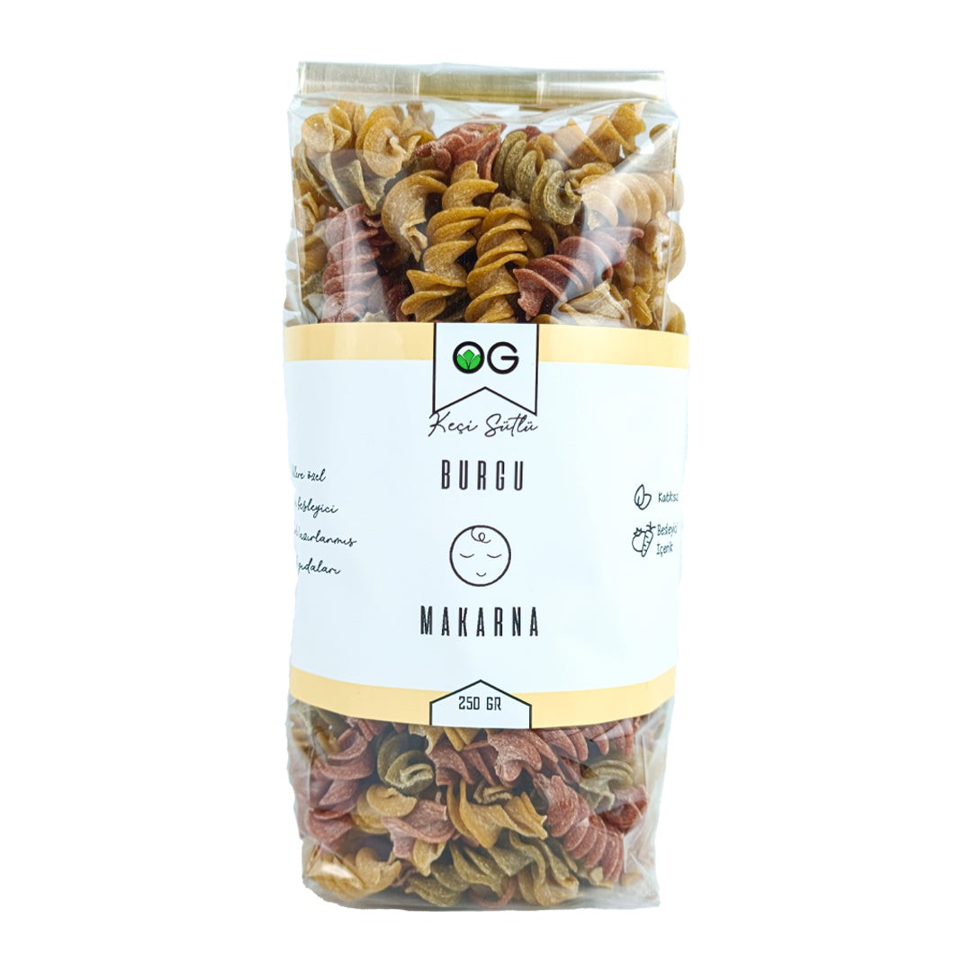 Keçi Sütlü Sebzeli Burgu Makarna 250 gr (+8 Ay)