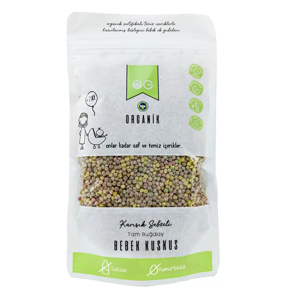 Organik Karışık Sebzeli Tam Buğday Bebek Kuskus 250 gr (+8 Ay)