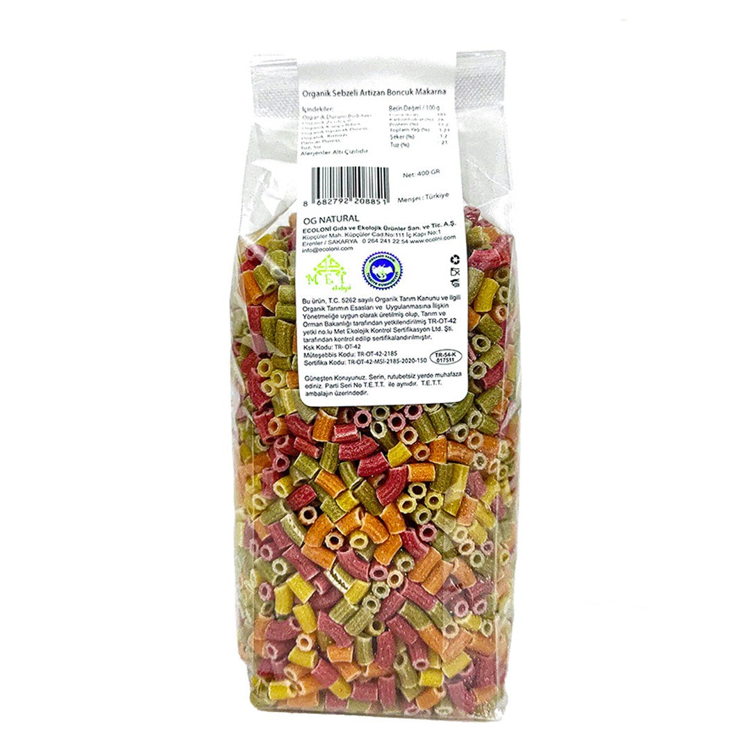 Organik Sebzeli Artizan Boncuk Makarna 400 gr