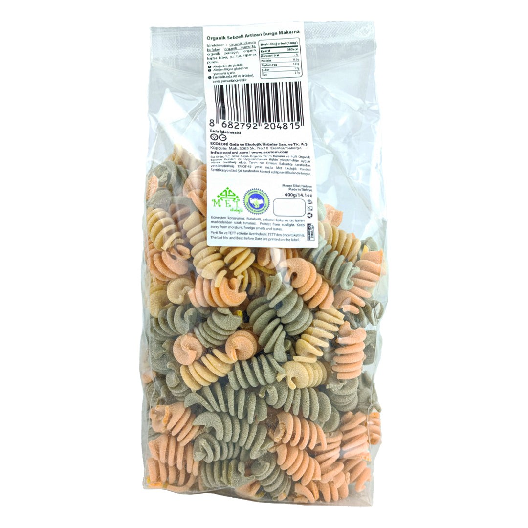 Organik Sebzeli Artizan Burgu Makarna 400 Gr