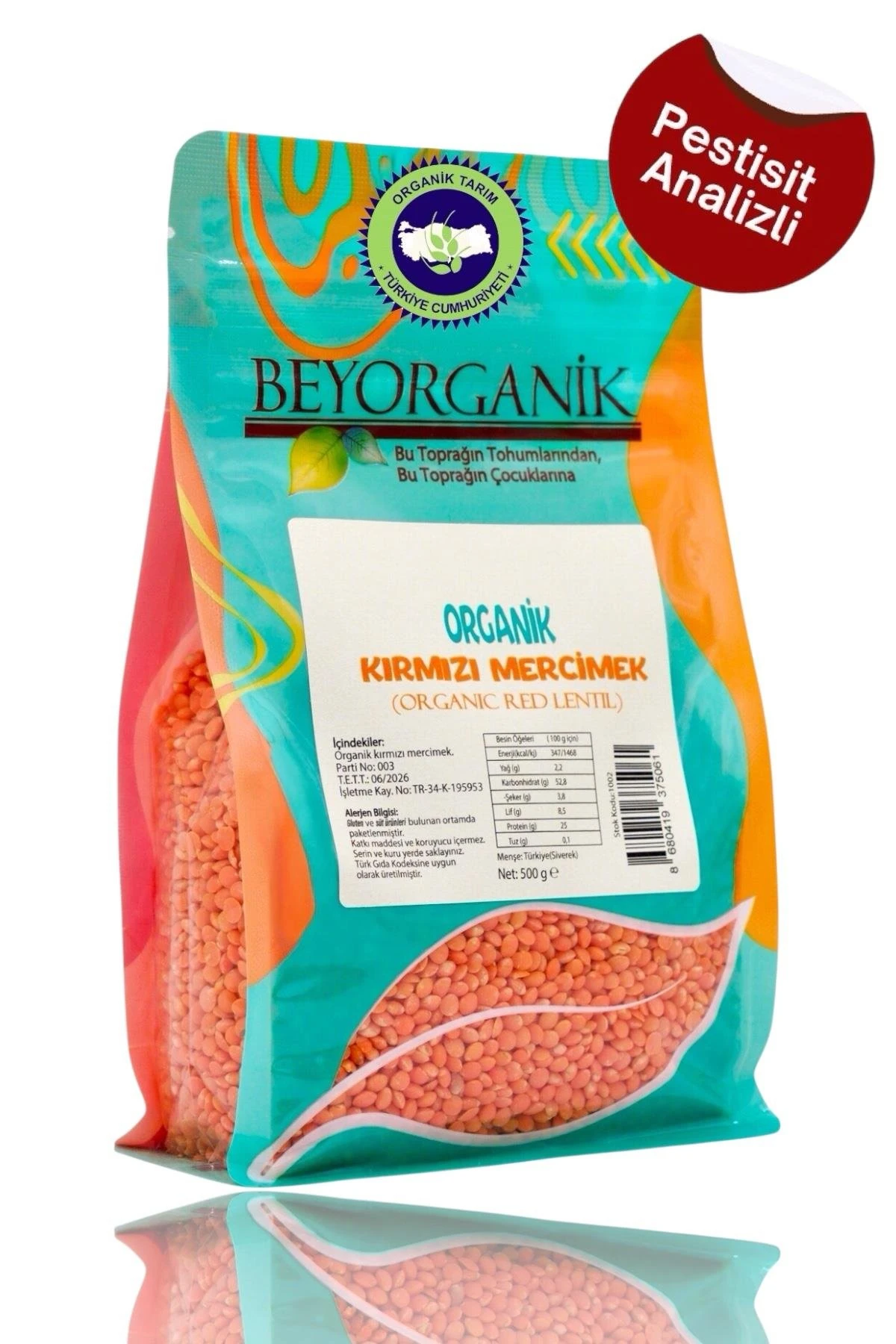 Organik Kırmızı Mercimek 500 gr