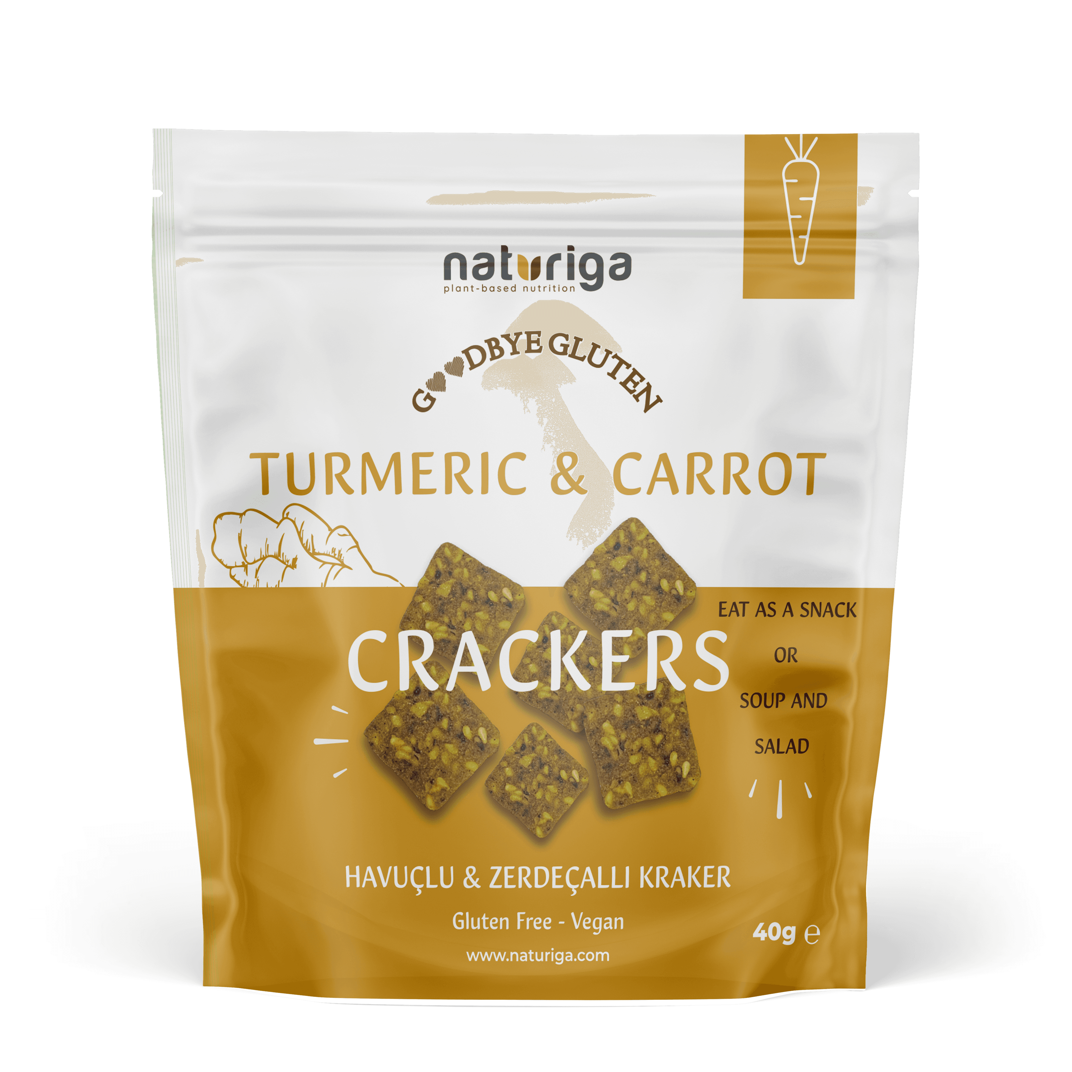 Goodbye Gluten Havuçlu Zerdeçallı Kraker 40 Gr