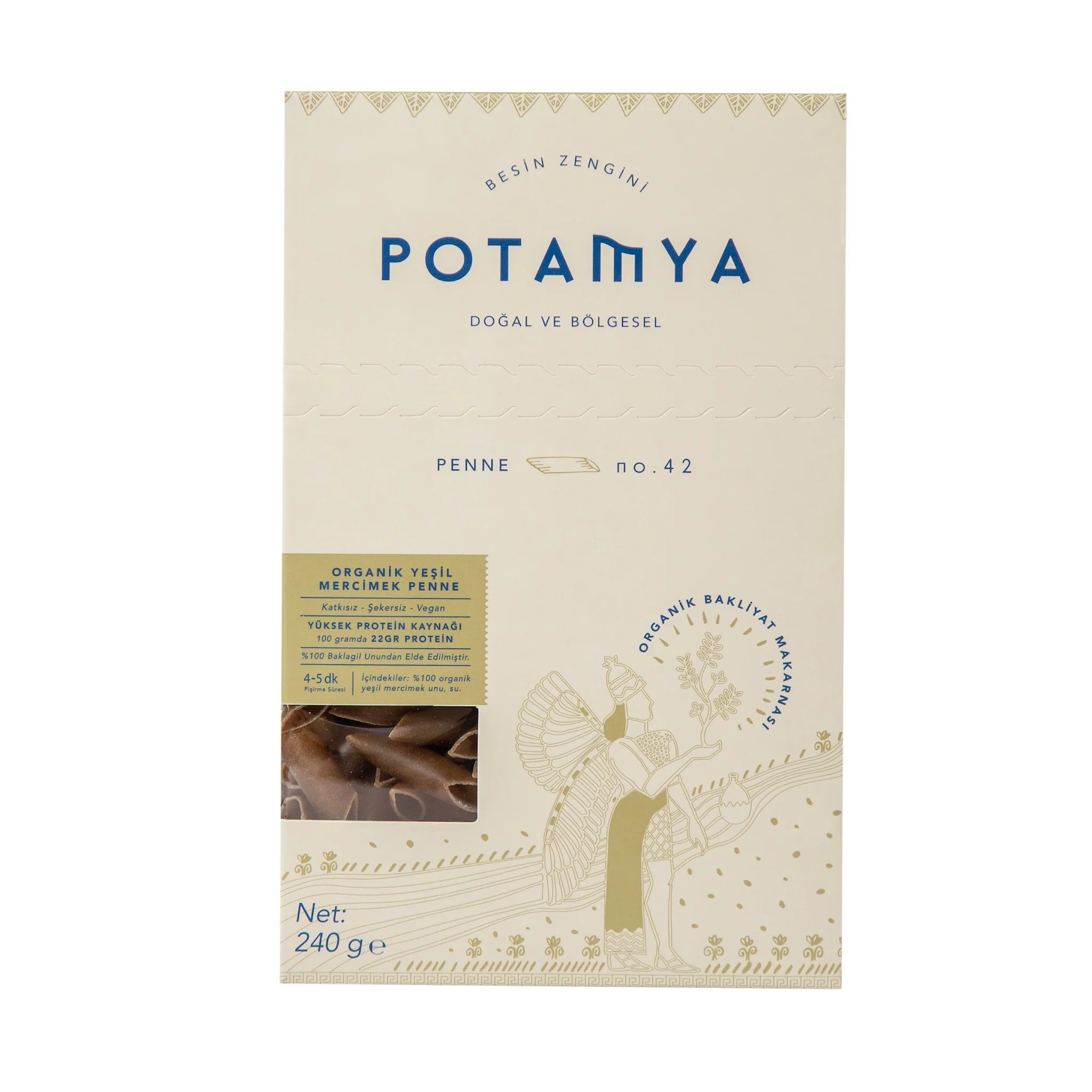 Organik Yeşil Mercimekli Penne 240 gr