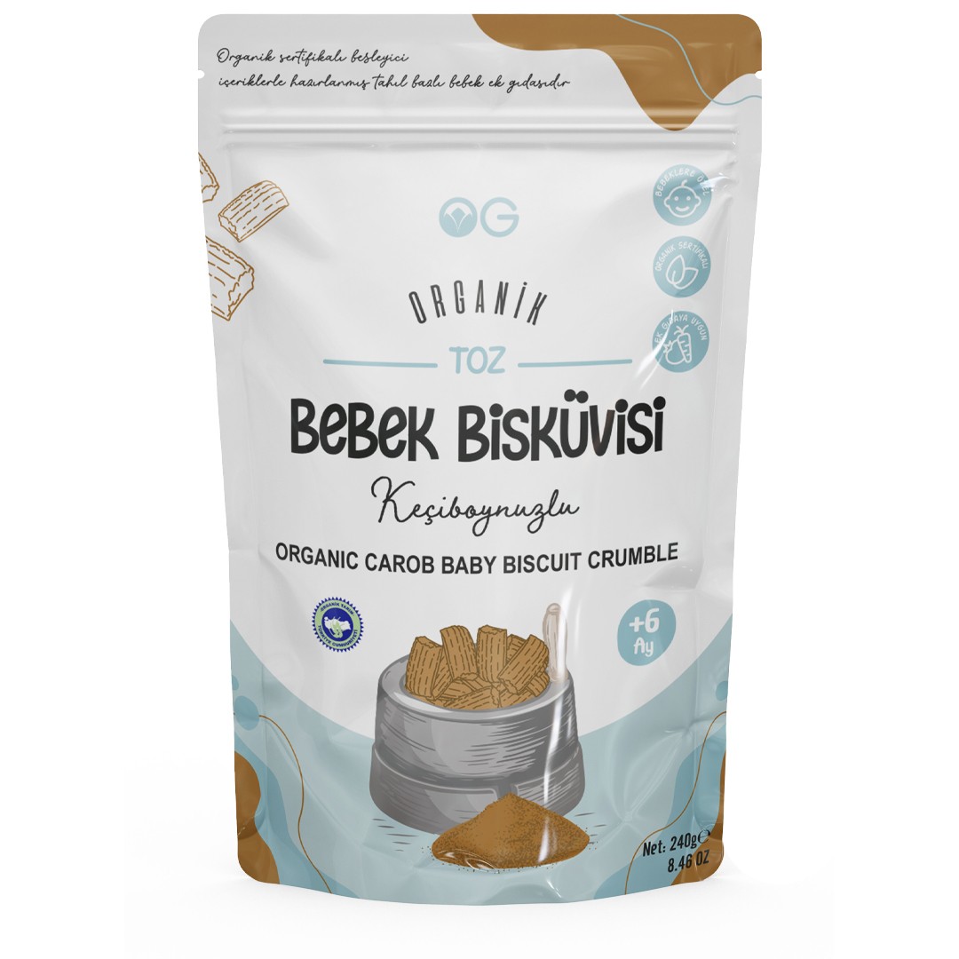 Organik Keçiboynuzlu Toz Bebek Bisküvisi 240 gr