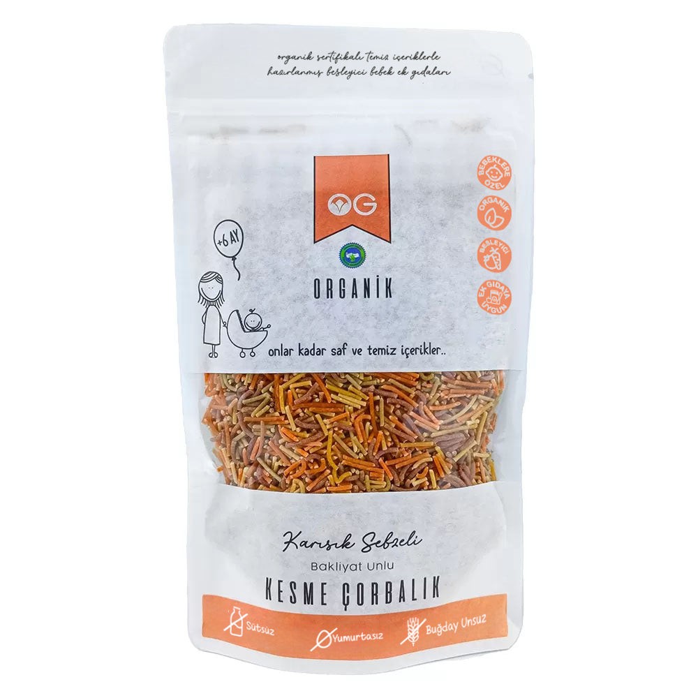 Organik Karışık Sebzeli Bakliyat Unlu Kesme Çorbalık 200 gr (+8 Ay)