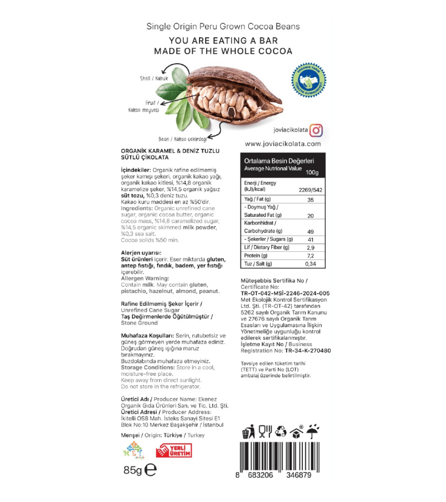 Deniz Tuzlu Karamelli Çikolata 85 gr