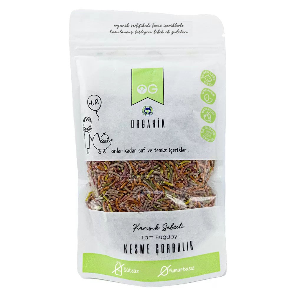 Organik Karışık Sebzeli Tam Buğday Kesme Çorbalık 200 gr (+8 Ay)
