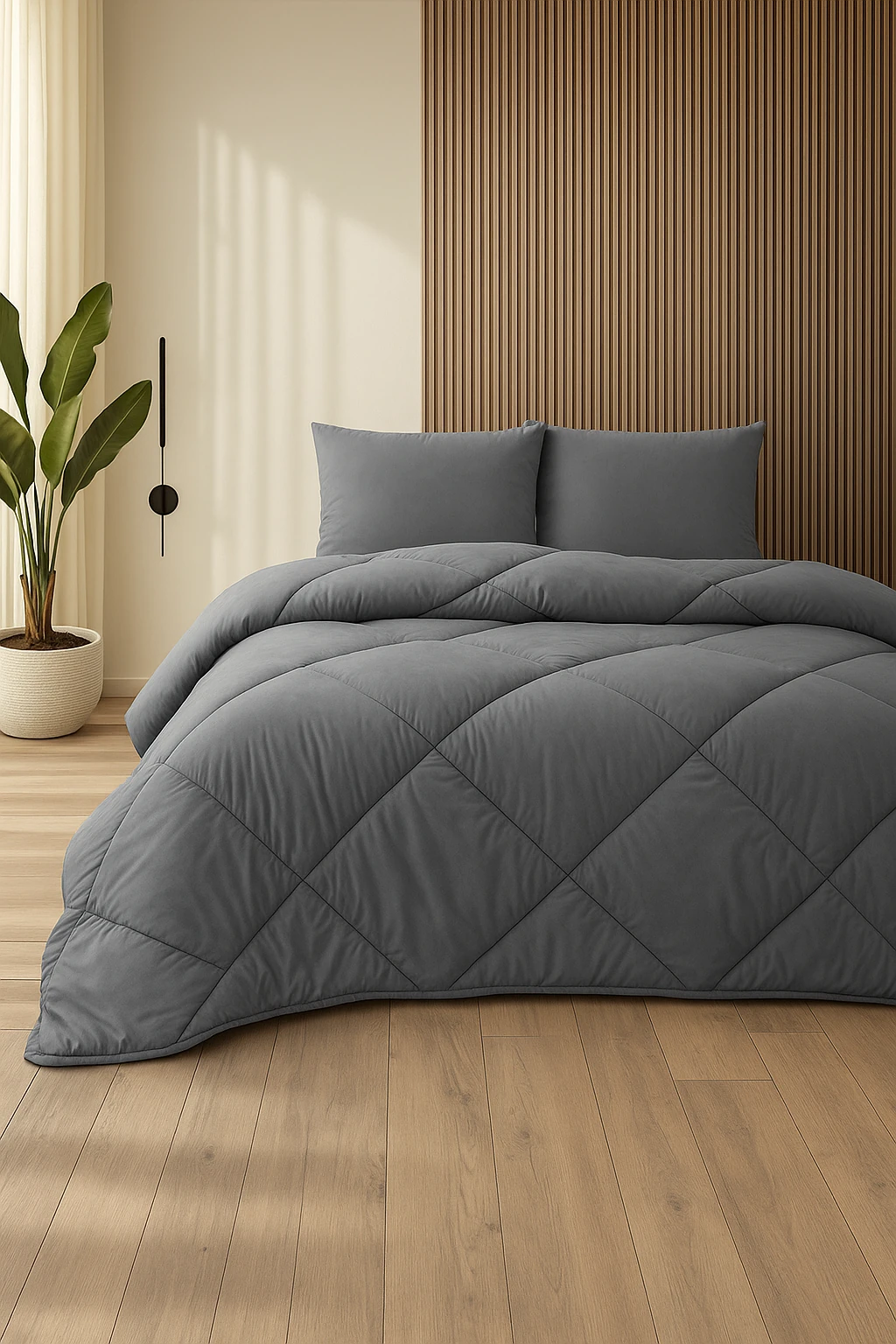 Antrasit Gri Soft Dört Mevsim Tek Kişilik Yorgan 155 x 215 cm