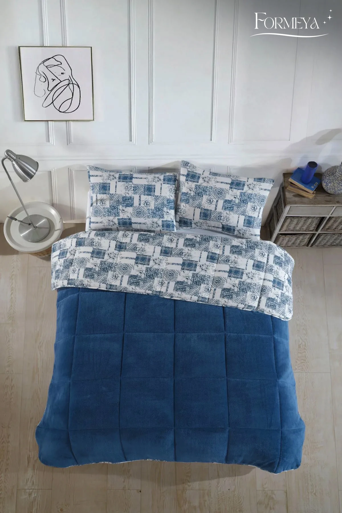 Çift Kişilik Lüx Wellsoft Yorgan Çift Taraflı Yastık Kılıflı 195x215 cm Yorgan + Yastık Kılıfı Set