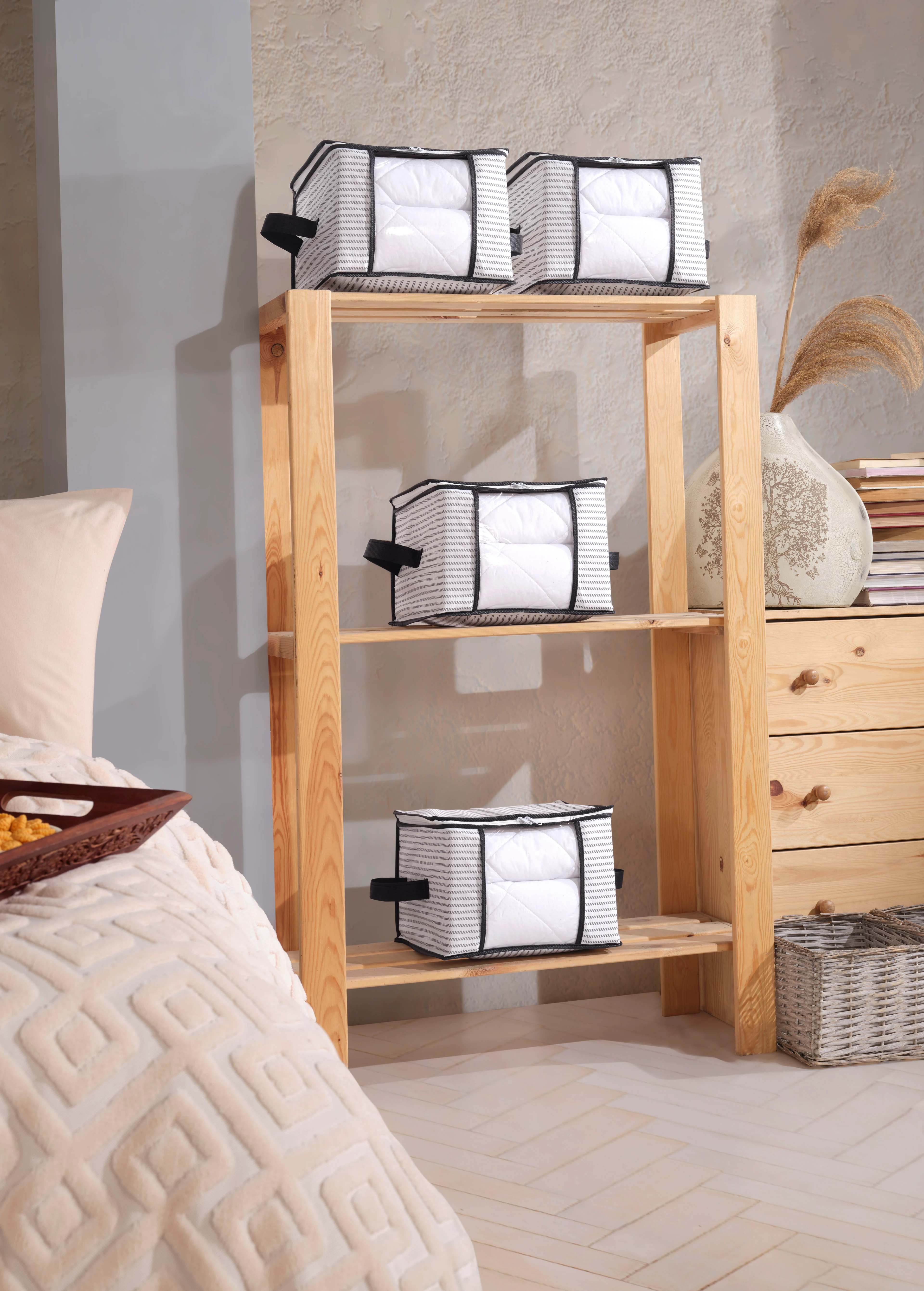 4 Adet Lüks Pencereli Çok Amaçlı Dolap Düzenleyici Hurç Çorap Hurcu 34 x 22 x 22 cm