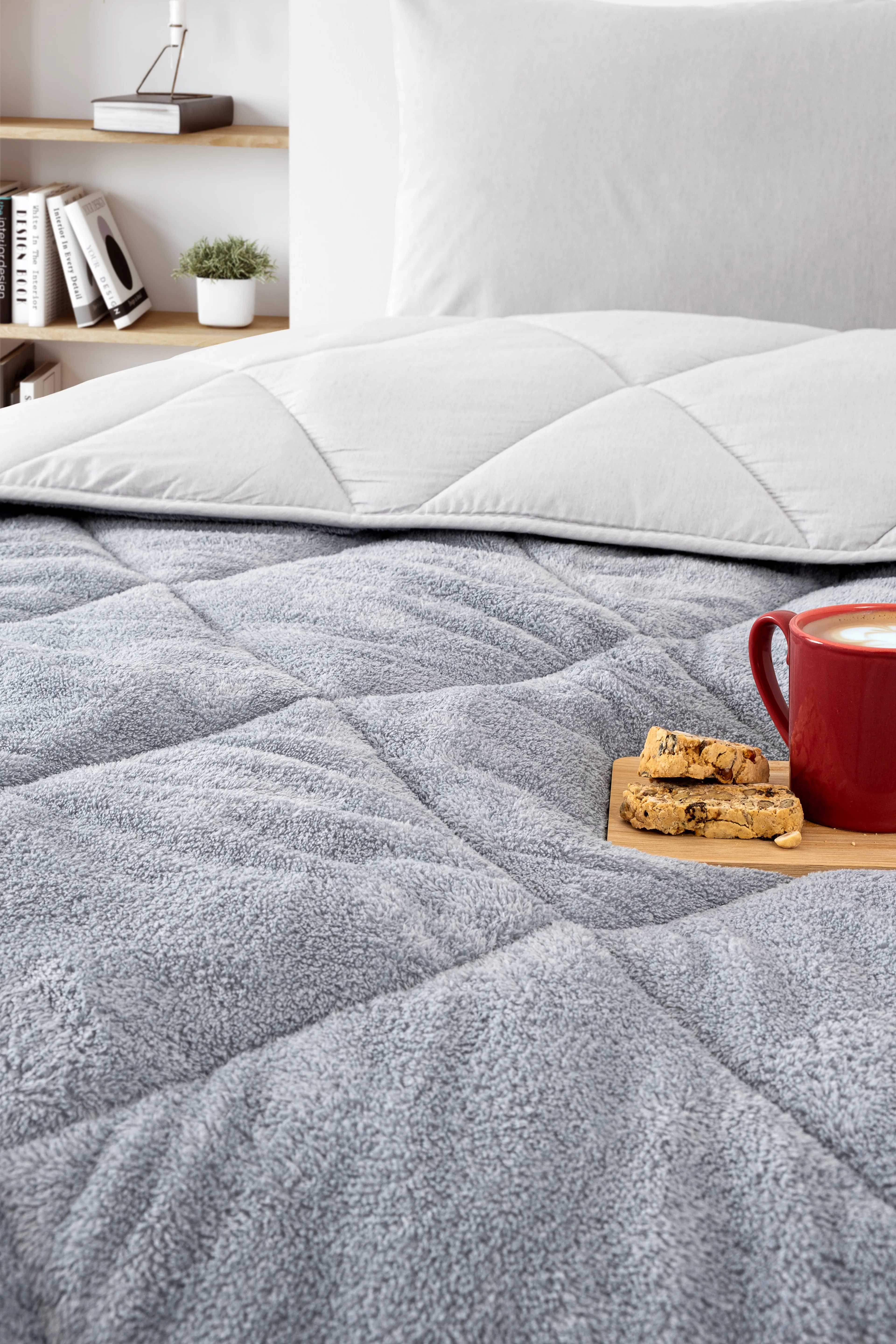 Tek Kişilik Lüx Gri Wellsoft Yorgan Çift Taraflı 155x215 cm 