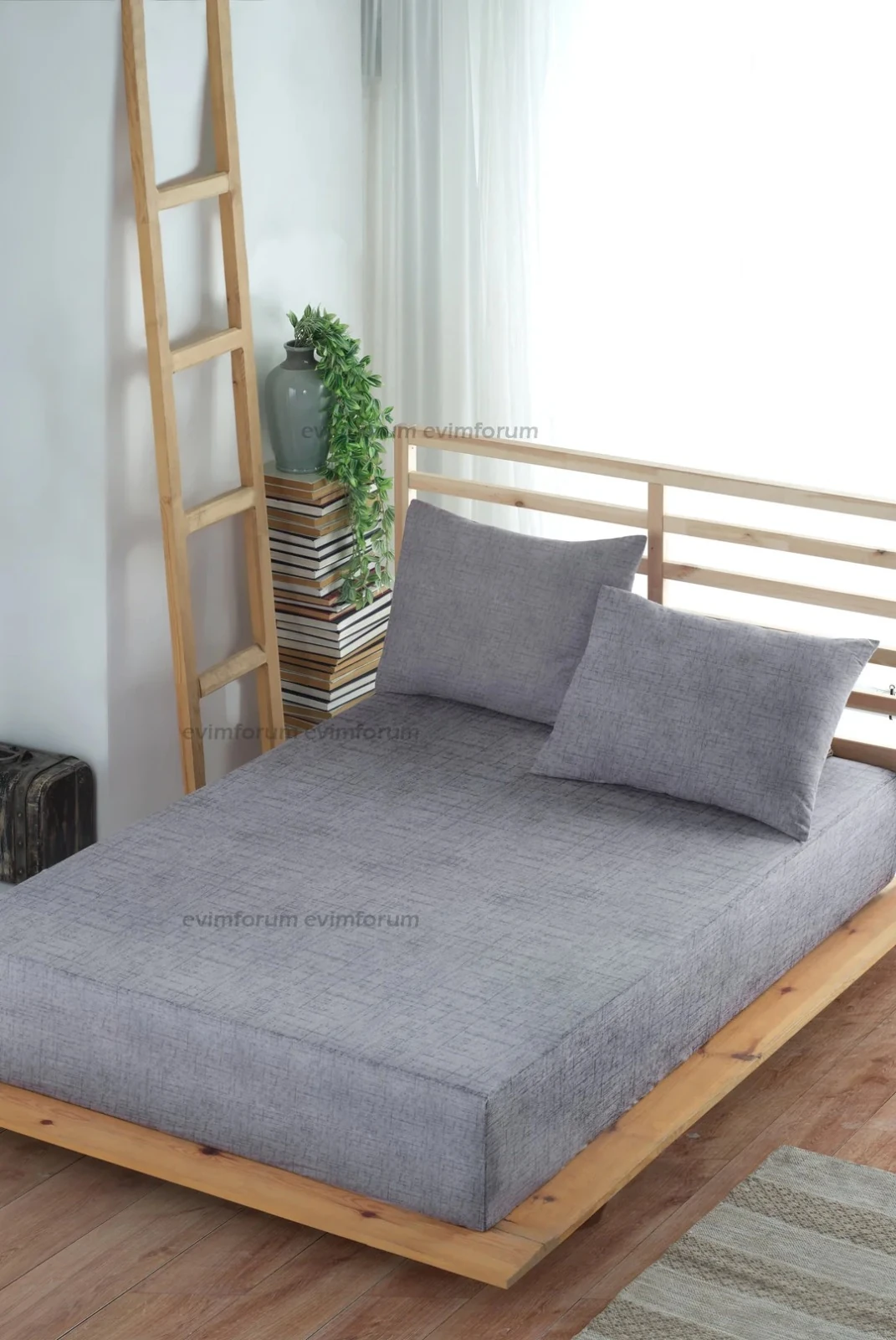 Adelya Gri Lastikli Çarşaf Takımı Tek Kişilik Ve Çift Kişilik (YASTIK KILIFLI)