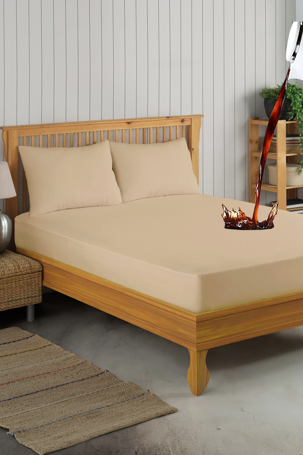 Set Kahverengi Mikro Fitted Sıvı Geçirmez Alez ve 2 Adet Yastık Alezi (9 Ebat)