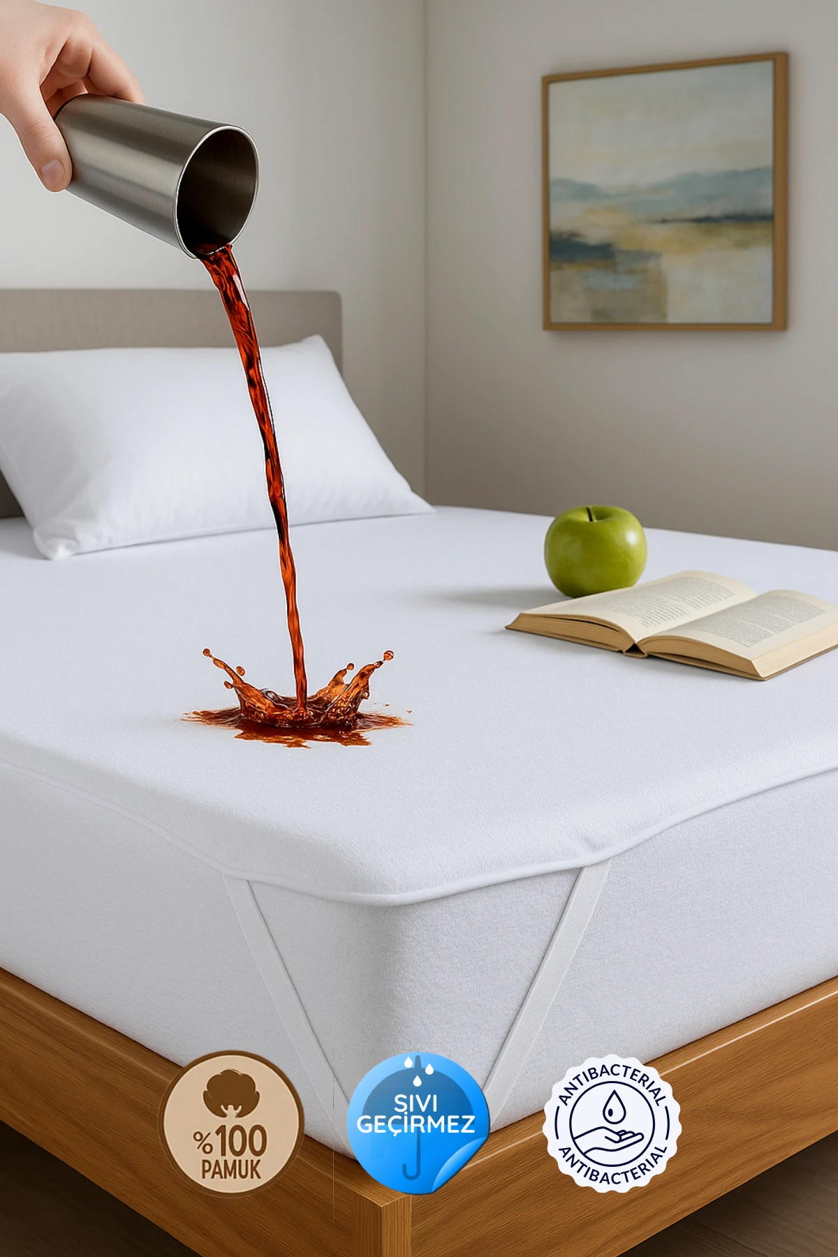 %100 Pamuk Su Sıvı Geçirmez Köşe Lastikli Alez Tek Çift Bebek Park Yatak Koruyucu Alez (15 EBAT)