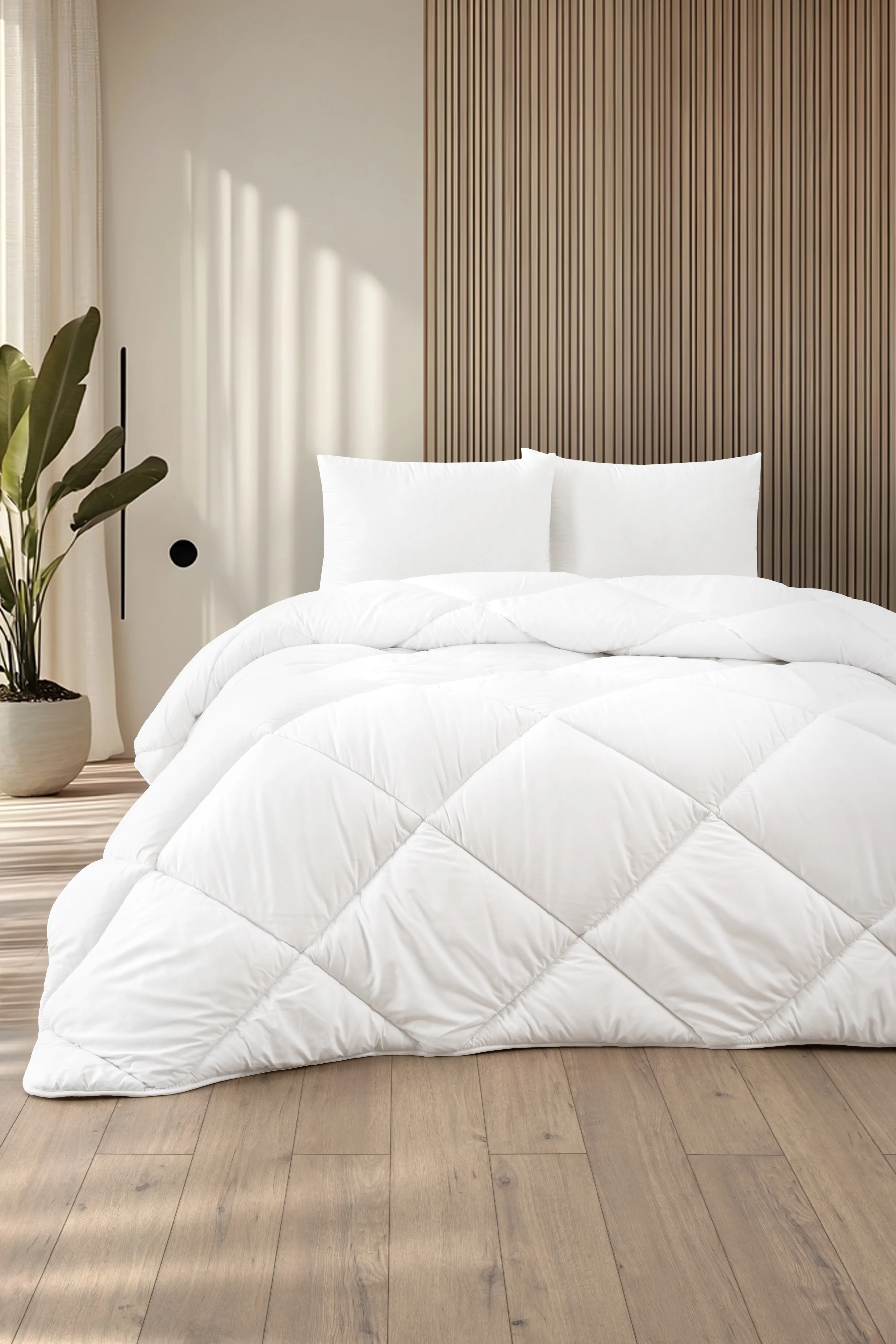 Tek Kişilik Beyaz Yorgan ve Yastık Seti 155 x 215 cm