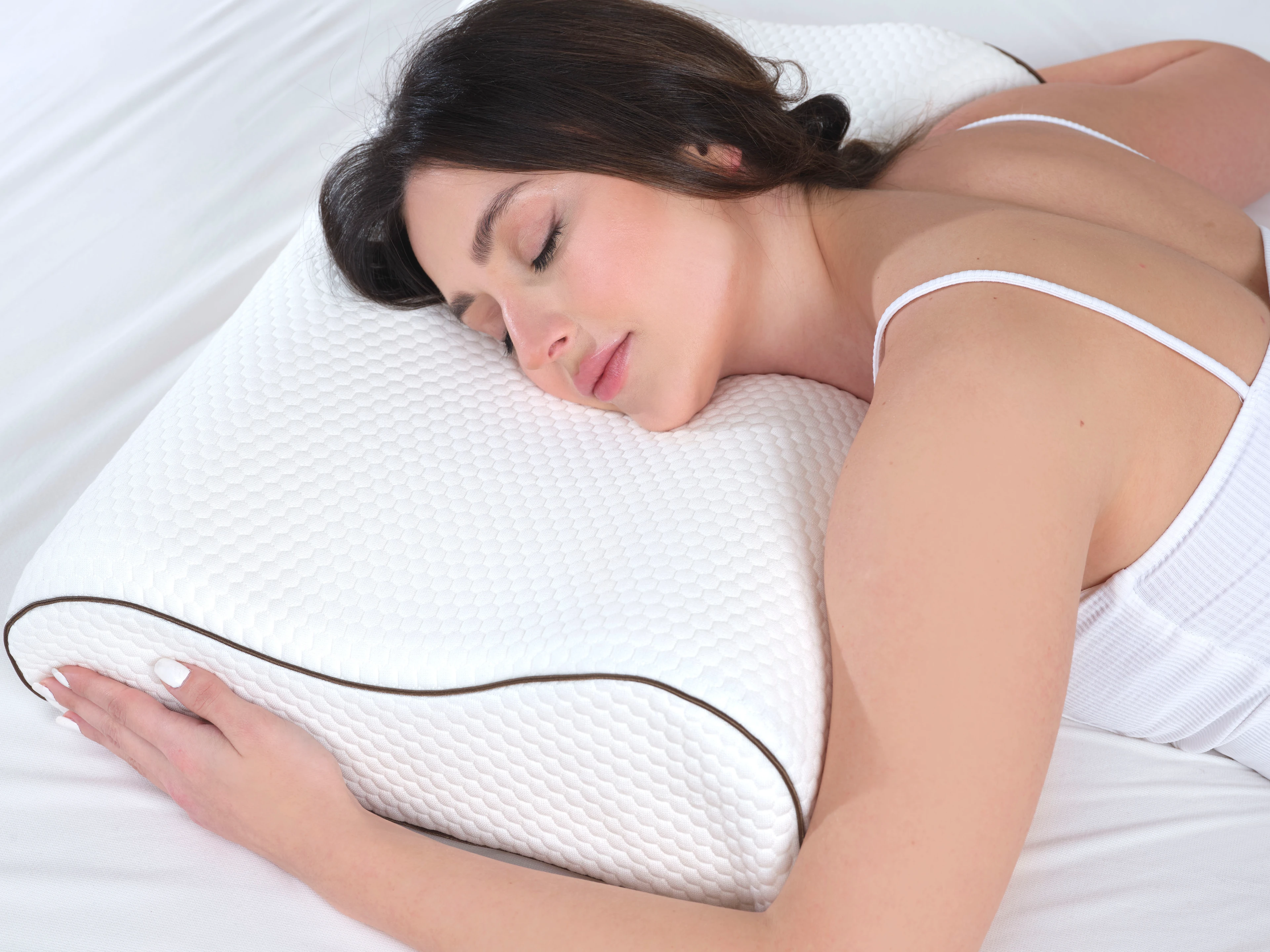 Çift Taraflı Yüksek Boyun Destekli Yastık Visco Yastık - 60x40x14-12cm 1450 Gram