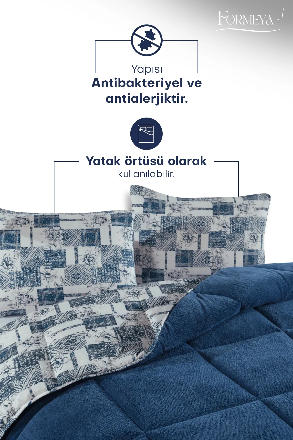 Tek Kişilik Lüx Wellsoft Yorgan Çift Taraflı Yastık Kılıflı 155x215 cm Yorgan