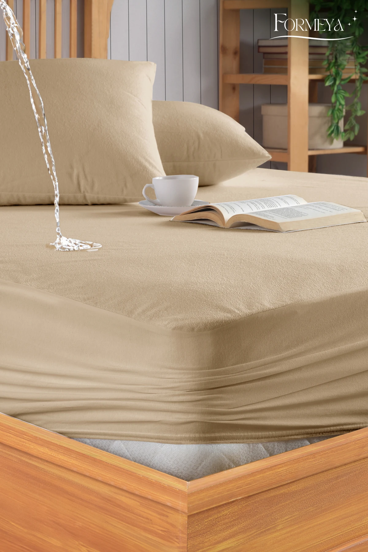 Mikro Fitted Full Kenar Sıvı Geçirmez Yatak Koruyucu Alez (15 Ebat) - Kahverengi