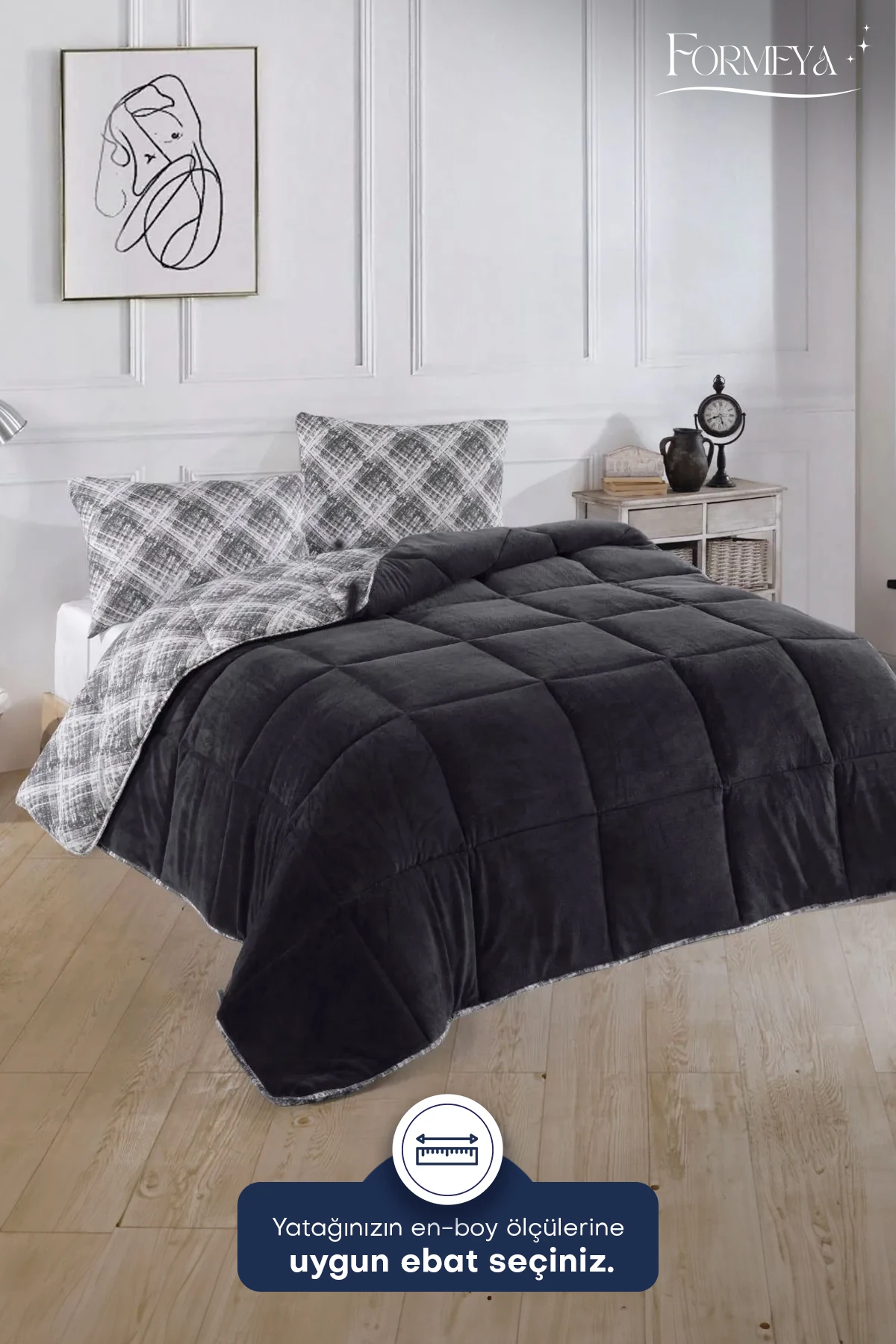 Çift Kişilik Lüx Wellsoft Yorgan Çift Taraflı Yastık Kılıflı 195x215 cm Yorgan + Yastık Kılıfı Set