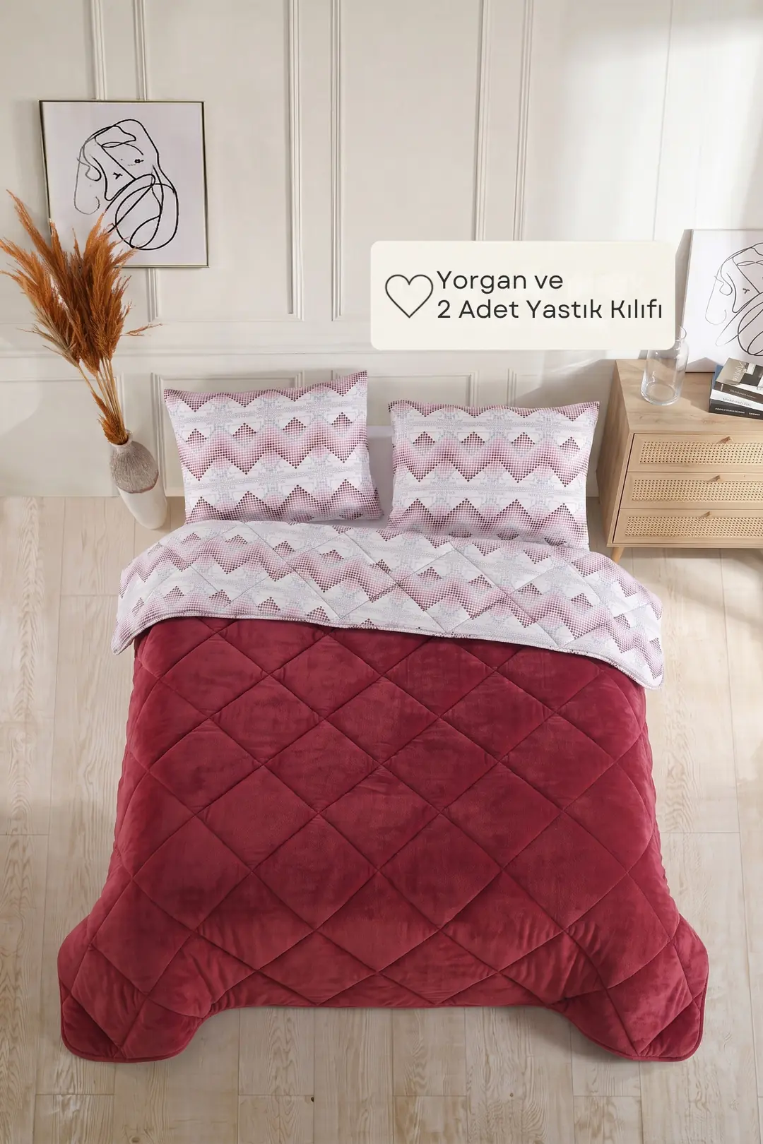 Çift Kişilik Lüx Wellsoft Yorgan 2 Adet Yastık Kılıflı