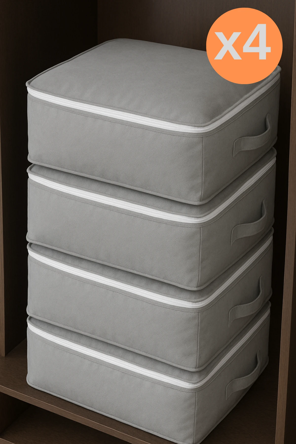 4 Adet Çok Amaçlı Giysi Dolap Düzenleyici Hurç- Kazak-Giysi-Pike-Battaniye Hurcu 40x40x30 cm (fba)