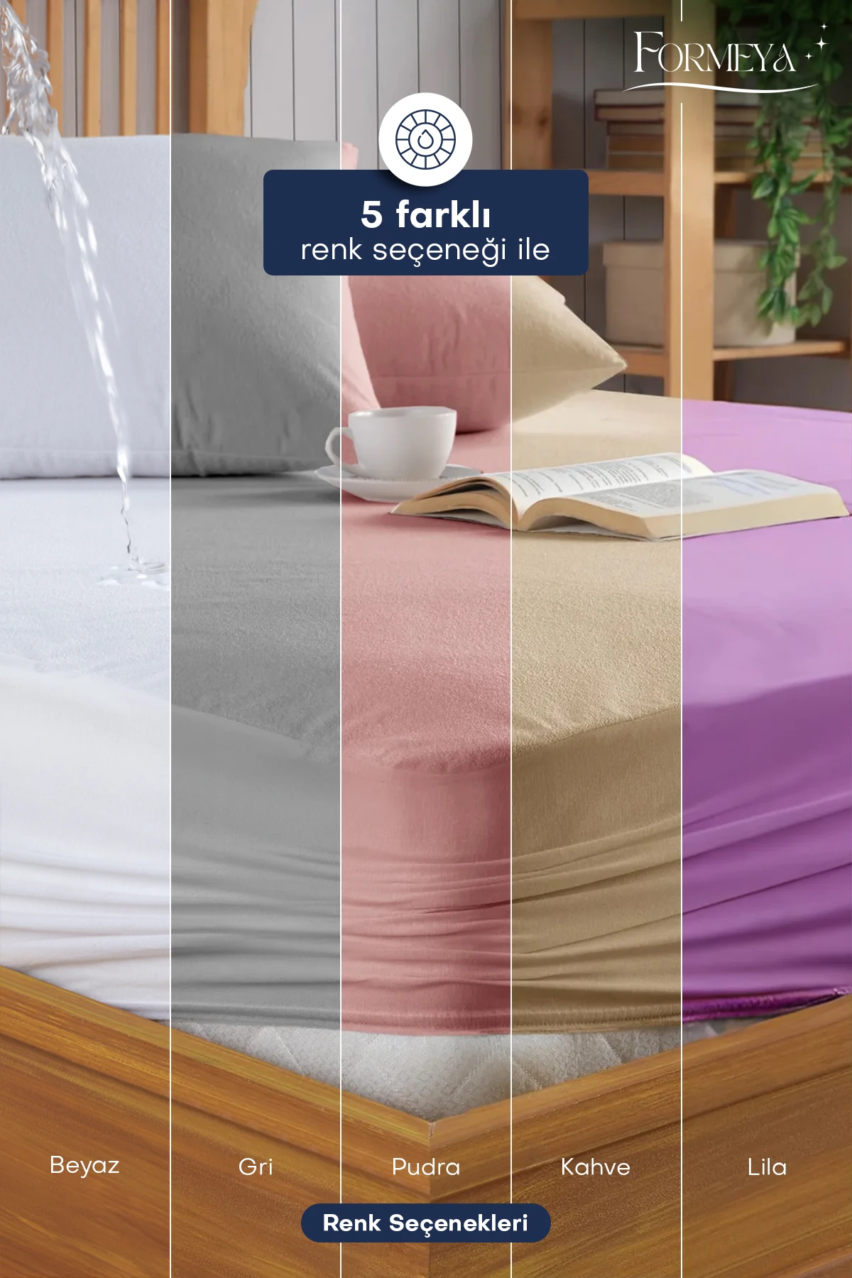 Mikro Fitted Full Kenar Sıvı Geçirmez Yatak Koruyucu Alez (15 Ebat) - Gri