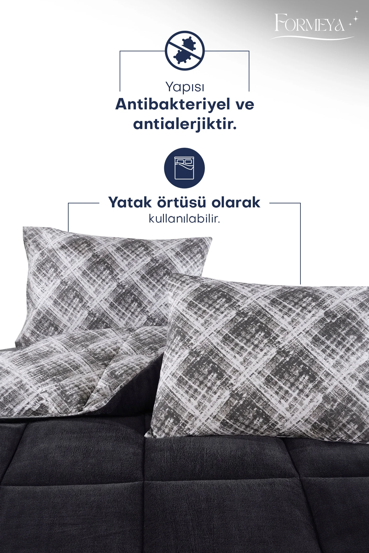 Çift Kişilik Lüx Wellsoft Yorgan Çift Taraflı Yastık Kılıflı 195x215 cm Yorgan + Yastık Kılıfı Set