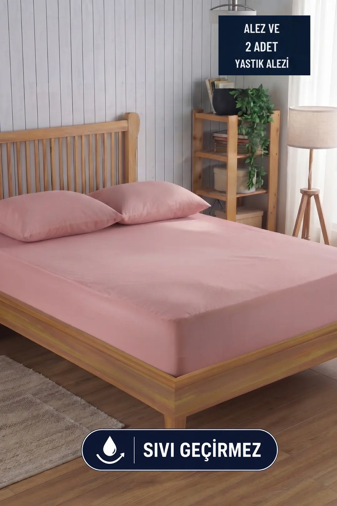 Pudra Mikro Fitted Sıvı Geçirmez Alez ve 2 Adet Yastık Alezi