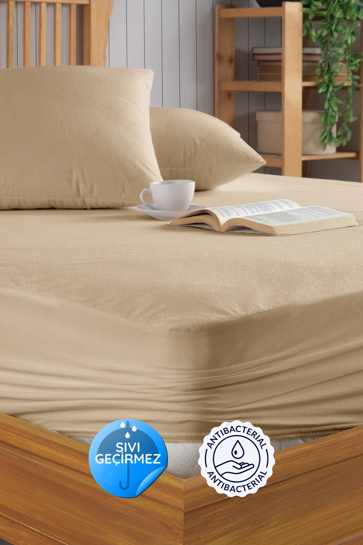 Set Kahverengi Mikro Fitted Sıvı Geçirmez Alez ve 2 Adet Yastık Alezi (9 Ebat)