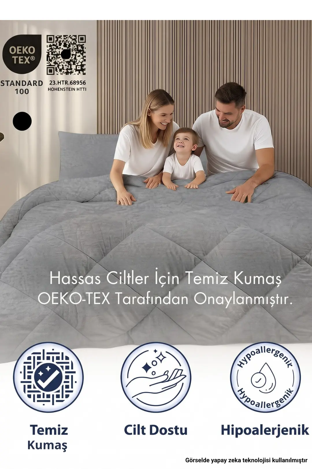 Antrasit Gri Soft Kışlık Yorgan Çift Kişilik 195x215