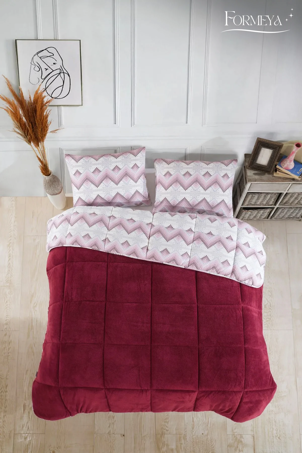 Tek Kişilik Lüx Wellsoft Yorgan Çift Taraflı Yastık Kılıflı 155x215 cm Yorgan