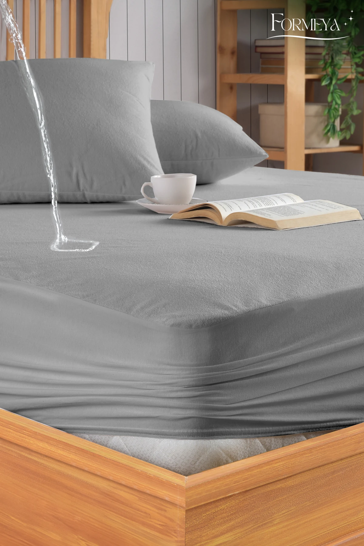 Mikro Fitted Full Kenar Sıvı Geçirmez Yatak Koruyucu Alez (15 Ebat) - Gri