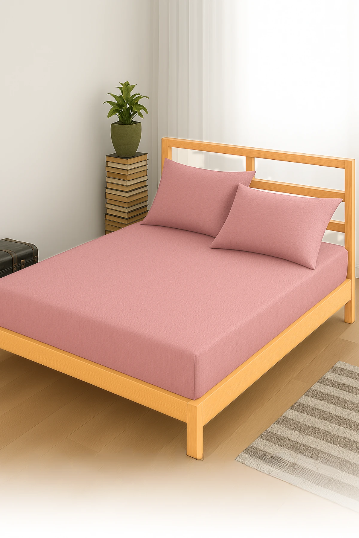 Adelya Pudra Lastikli Çarşaf Takımı Tek Kişilik Ve Çift Kişilik (YASTIK KILIFLI)