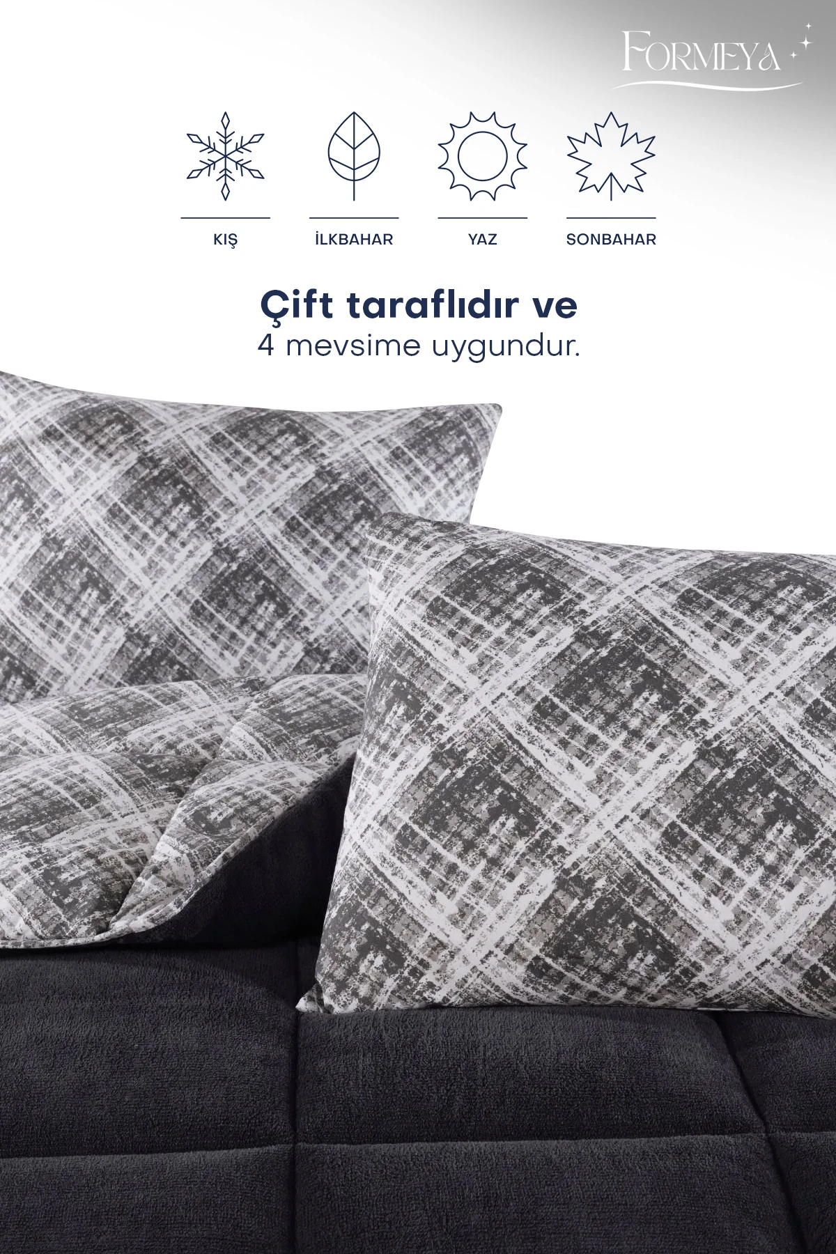 Tek Kişilik Lüx Wellsoft Yorgan Çift Taraflı Yastık Kılıflı 155x215 cm Yorgan
