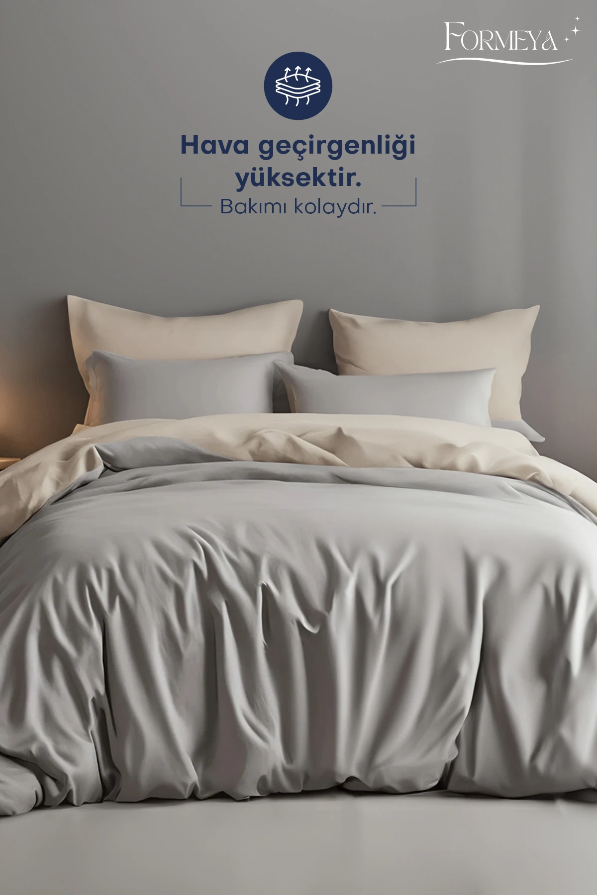 Lastikli Çarşaflı Nevresim Takımı Çift Kişilik (2 Adet Yastık Kılıflı)