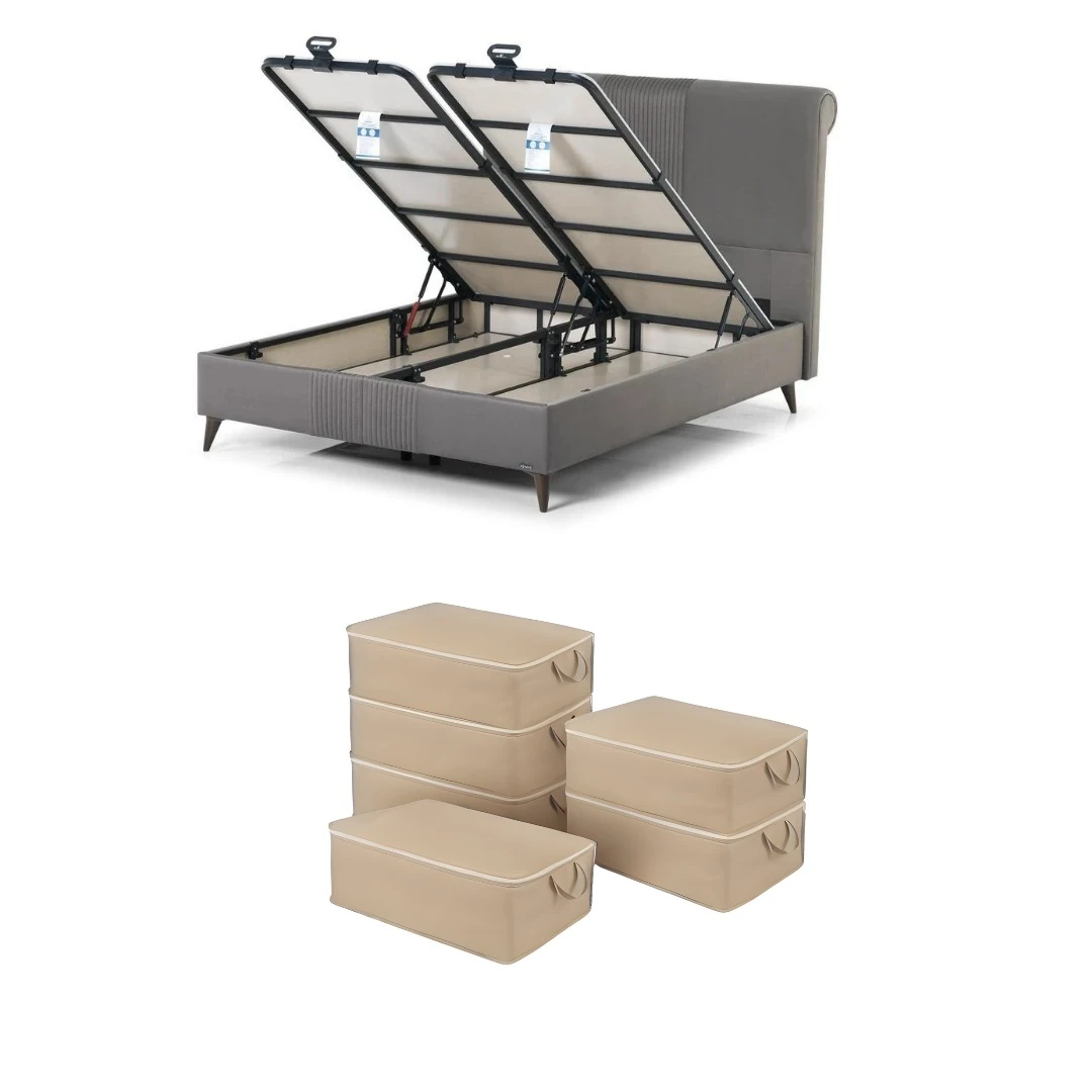 6 Adet Büyük Boy Yatak Baza Altı Çok Amaçlı Hurç 64 x 45 x 22 Cm