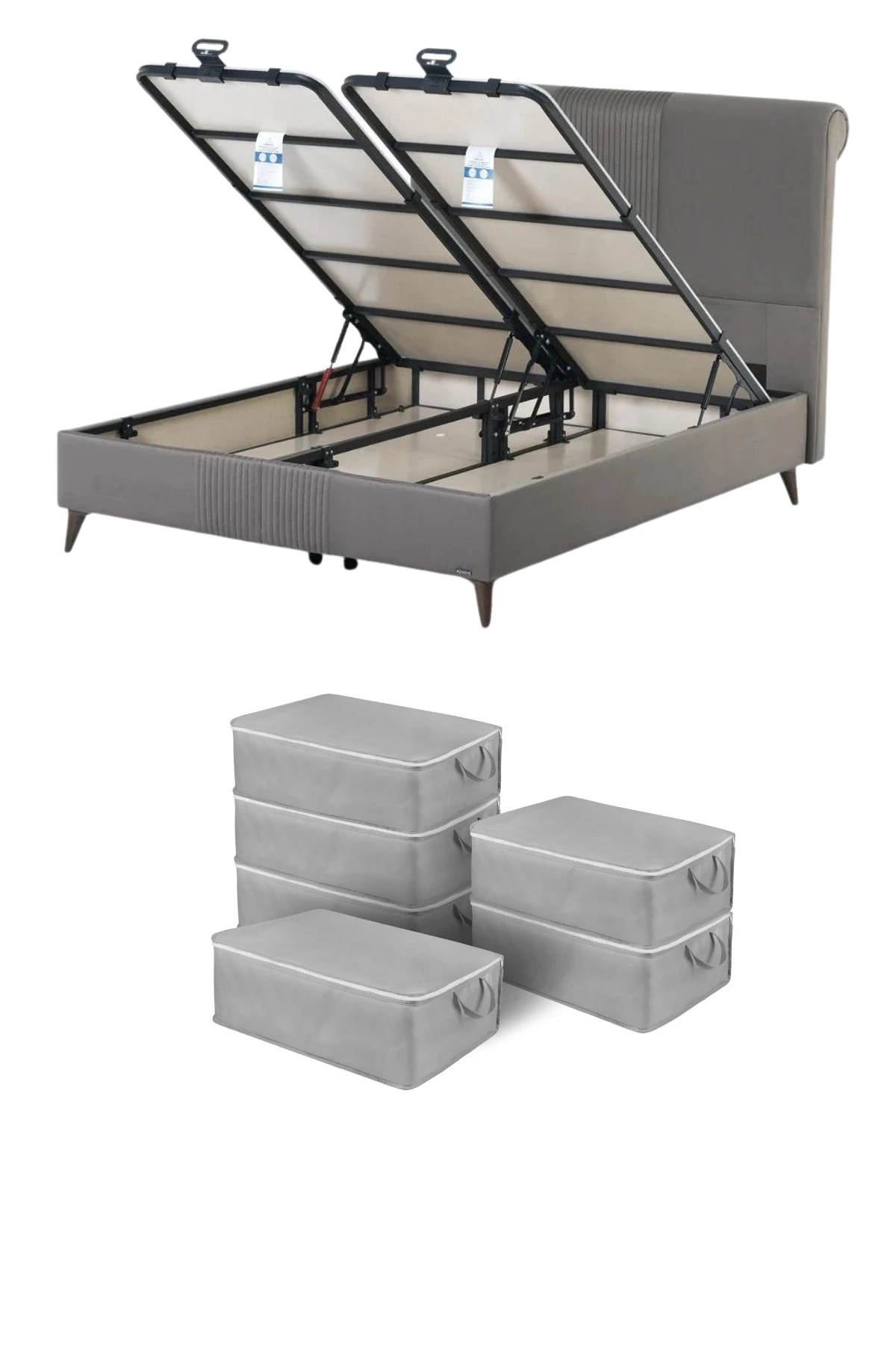 6 Adet Büyük Boy Yatak Baza Altı Çok Amaçlı Hurç 64 x 45 x 22 Cm