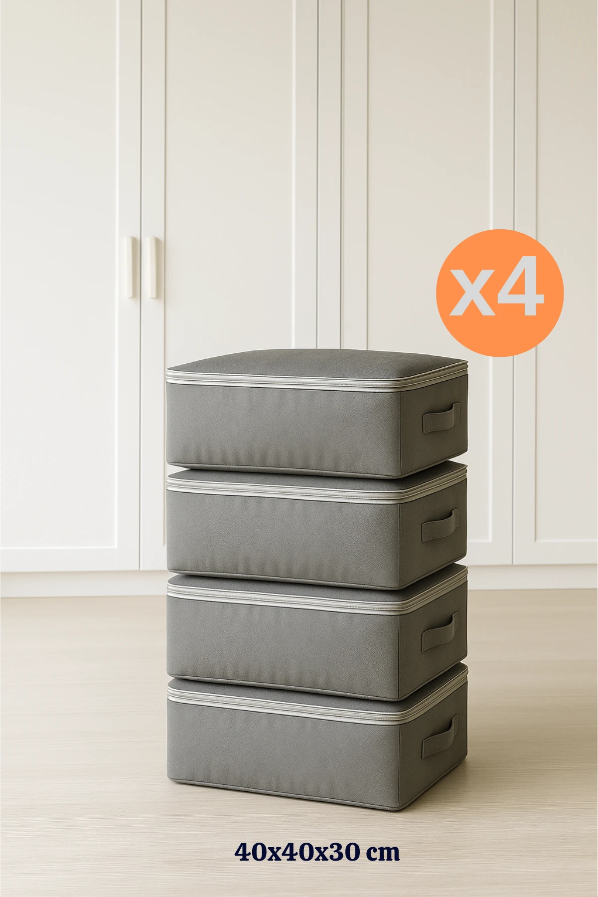 4 Adet Çok Amaçlı Giysi Dolap Düzenleyici Hurç- Kazak-Giysi-Pike-Battaniye Hurcu 40x40x30 cm (fba)