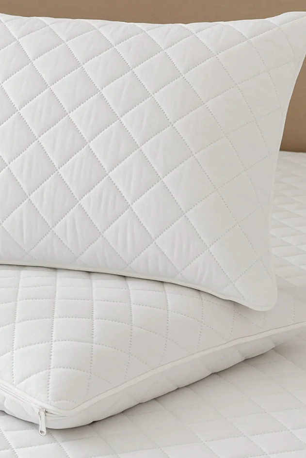 1'li Mikrofiber Kapitone Sıvı Geçirmez Yastık Alezi Fermuarlı Sıvı Geçirmez Yastık Koruyucu 50x70 cm