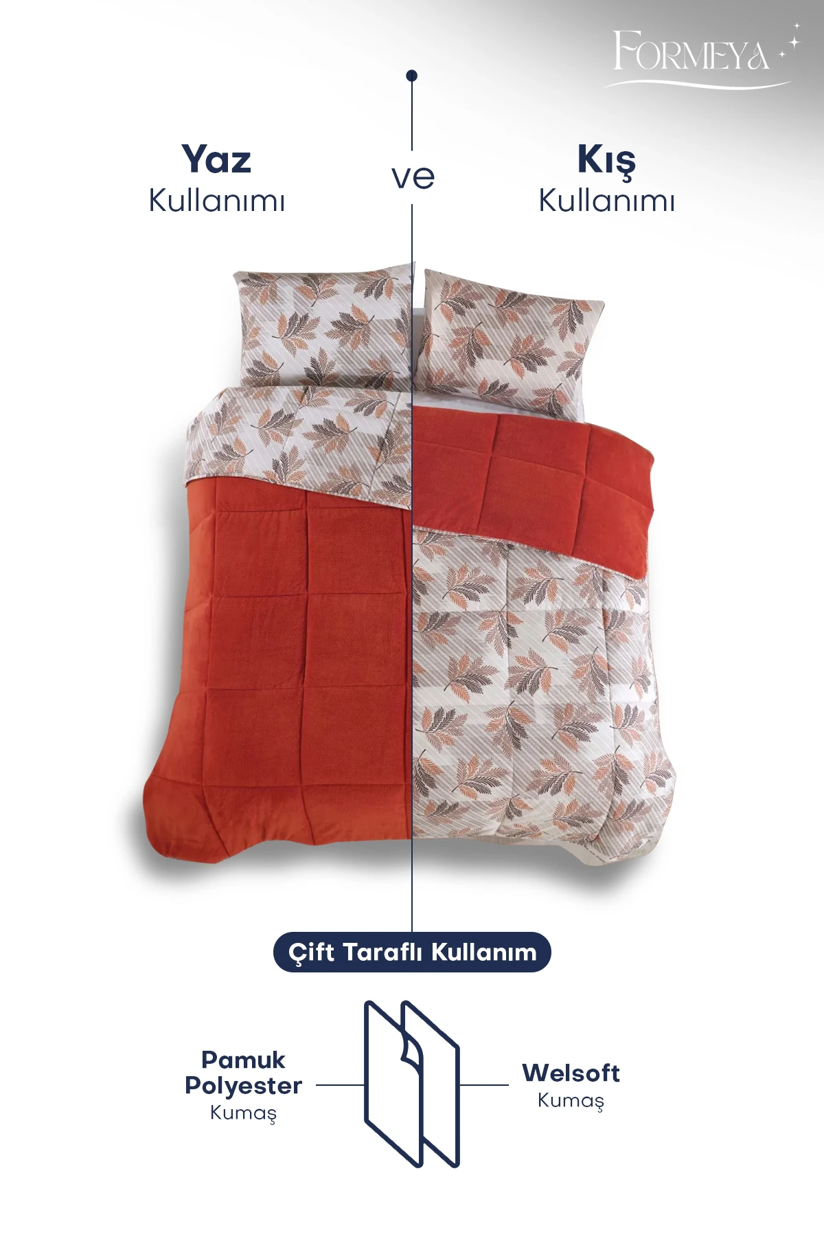 Çift Kişilik Lüx Wellsoft Yorgan Çift Taraflı Yastık Kılıflı 195x215 cm Yorgan + Yastık Kılıfı Set