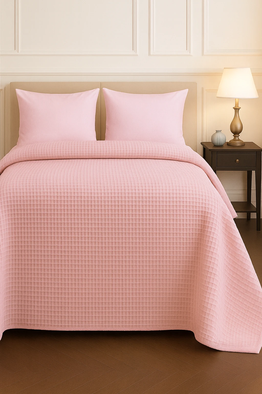 Renkli Gofret Desen Tek Kişilik Pike Yatak Örtüsü Otel Pike 160x230 cm