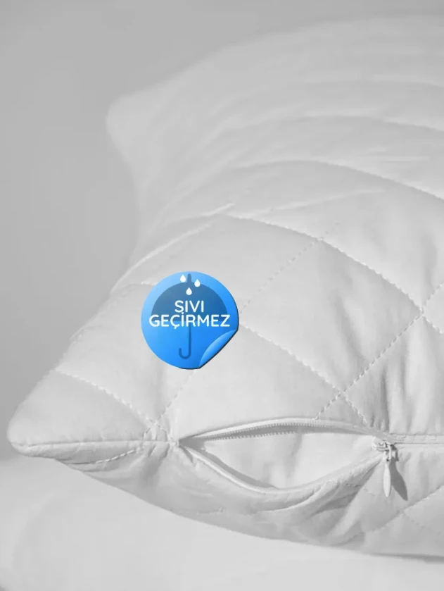 1'li Mikrofiber Kapitone Sıvı Geçirmez Yastık Alezi Fermuarlı Sıvı Geçirmez Yastık Koruyucu 50x70 cm