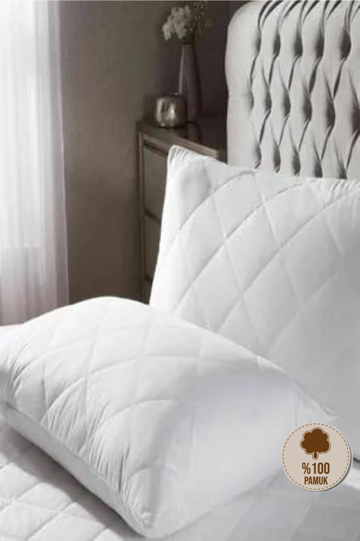 %100 Pamuk Kapitone Yastık Koruyucu 1 adet