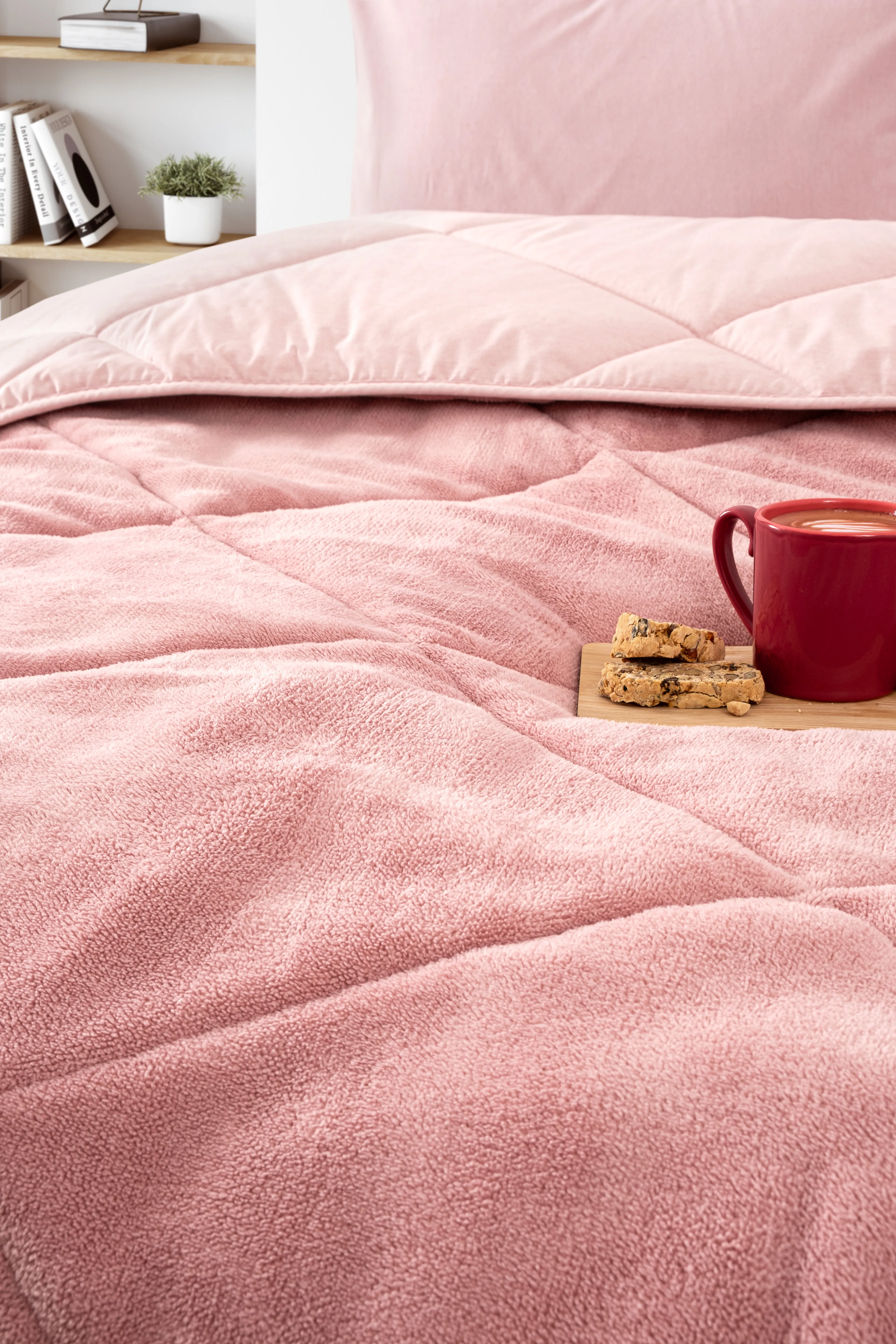 Tek Kişilik Wellsoft Yorgan Uyku Seti - Lastikli Çarşaflı Yastık Kılıflı Tek Kişilik Uyku Seti - Pudra