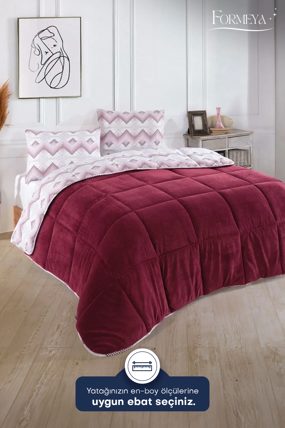 Battal Boy Lüx Wellsoft Yorgan Çift Taraflı Yastık Kılıflı 215x235 cm Yorgan + Yastık Kılıfı Set