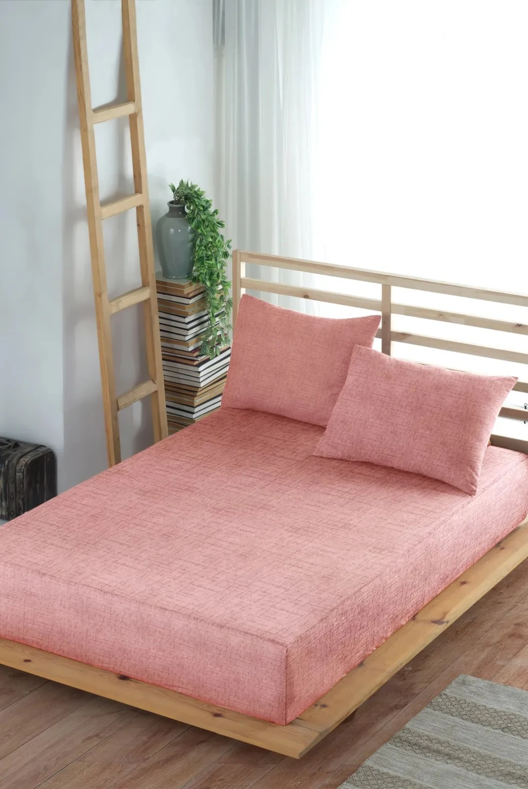 Adelya Pudra Lastikli Çarşaf Takımı Tek Kişilik Ve Çift Kişilik (YASTIK KILIFLI)